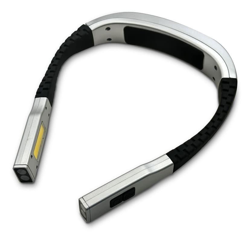 Interlite LED Rechargeable Neck Light with Front & Side Lights, 80 Lumens, Silver/Black