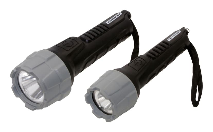 Certified 120 Lumens Waterproof Rubberized Handheld Flashlights, Batteries Included, Black, 2-pk