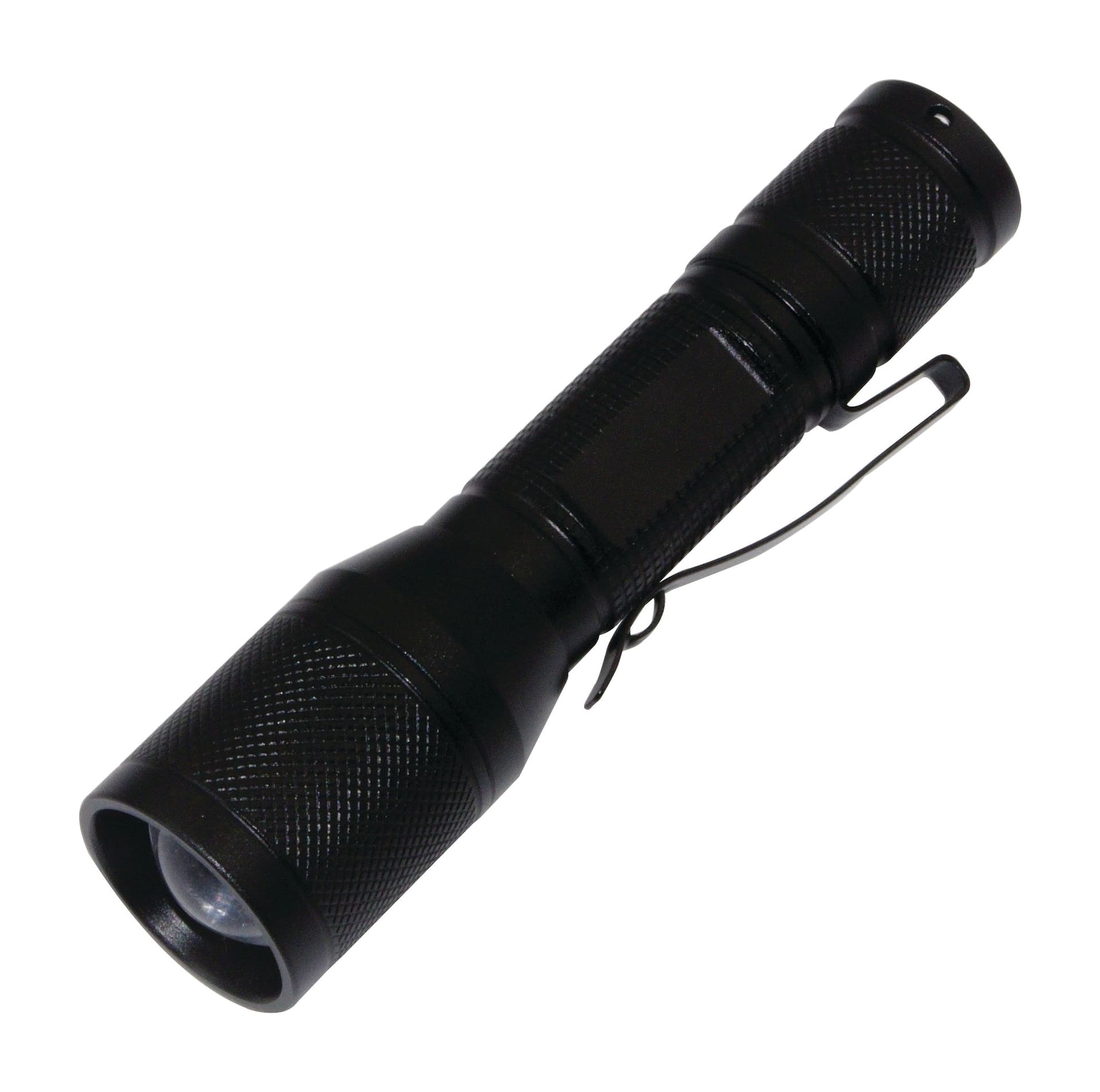 Certified 50 Lumens LED Aluminum Handheld Flashlight with Adjustable Brightness, Batteries Included, Black