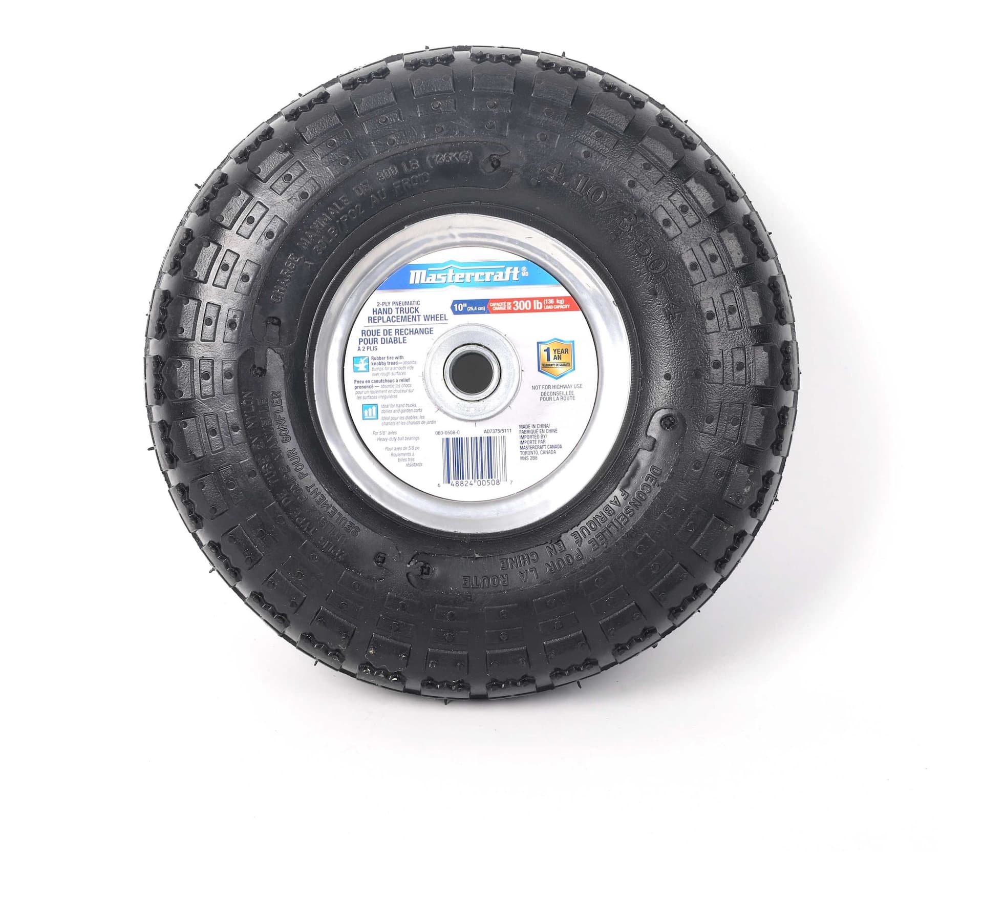 Mastercraft 2-Ply Replacement Wheelbarrow Tire for 060-0512, 10-in