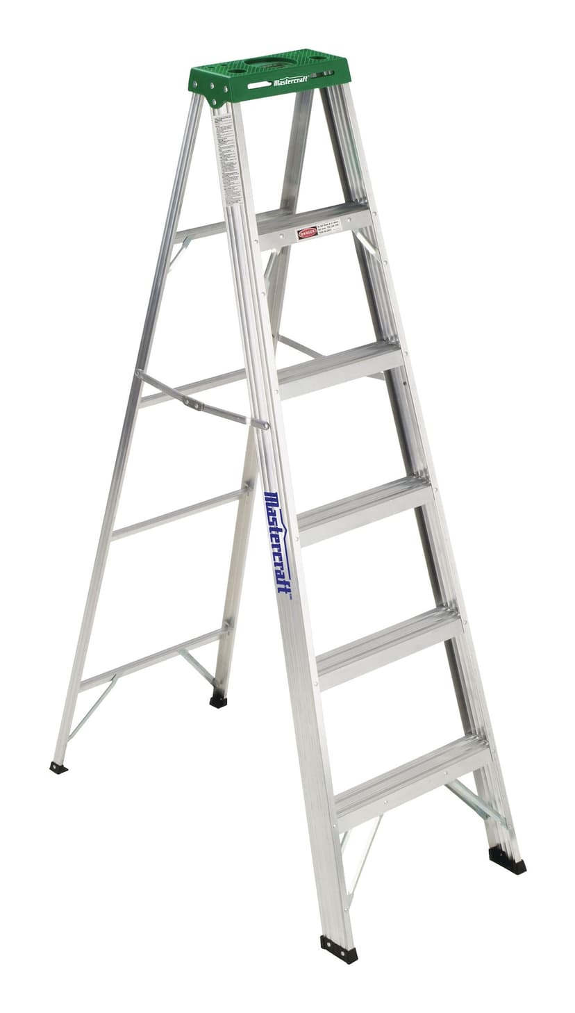 Mastercraft Grade 2 Aluminum Commercial Step Ladder, 6-ft, 225-lb Load Capacity