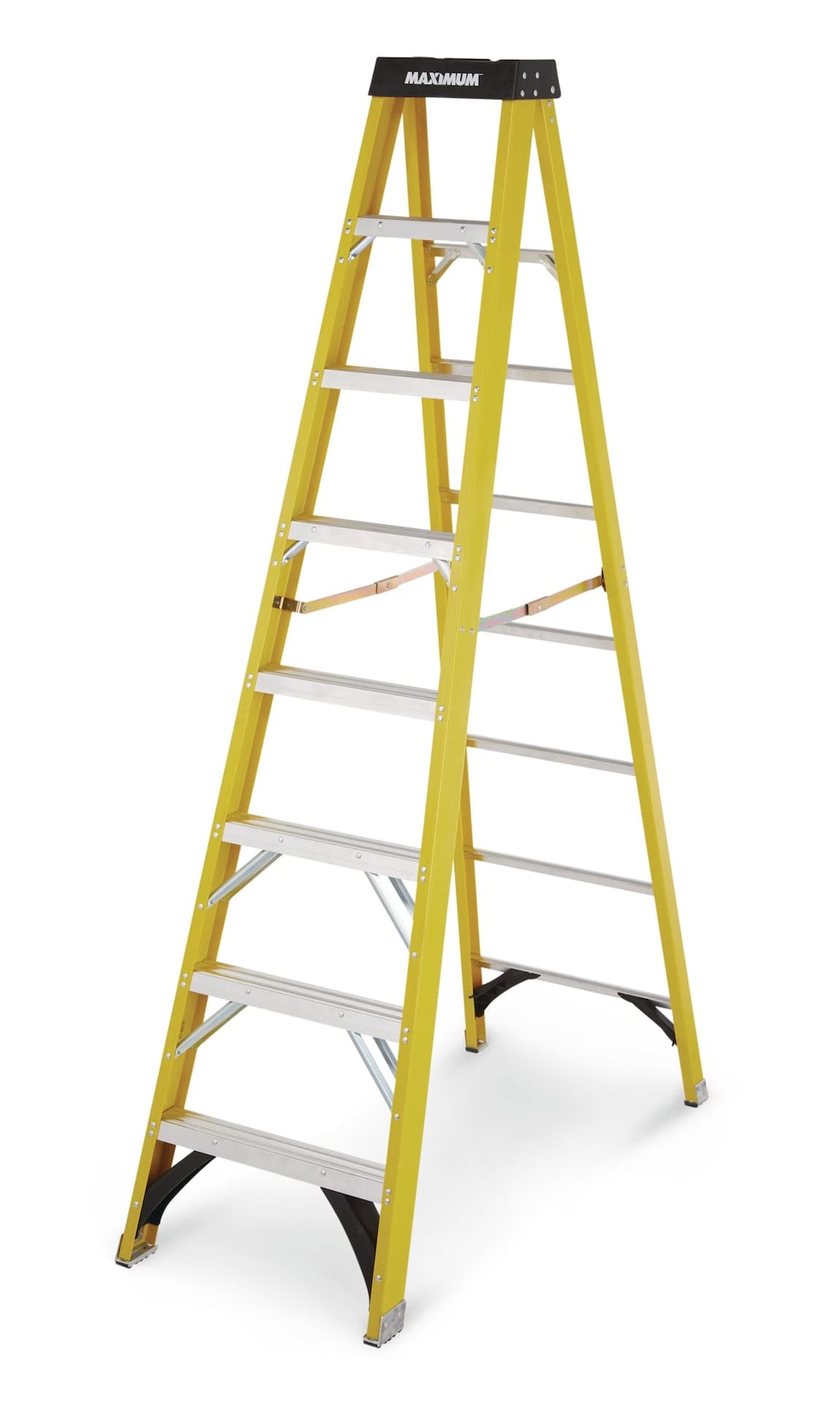 MAXIMUM Type 1A Fiberglass 8-Foot Step Ladder, 300 lb