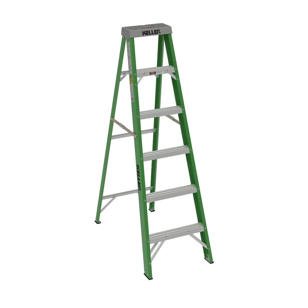 Keller Grade 2 Fiberglass Step Ladder, 6-ft, 225-lb