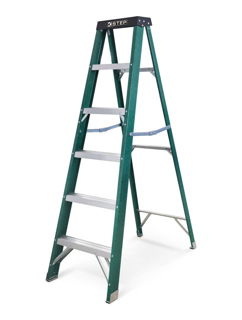 KSTEP Grade 2 Fiberglass Step Ladder, 6-ft, 225-lb Load Capacity