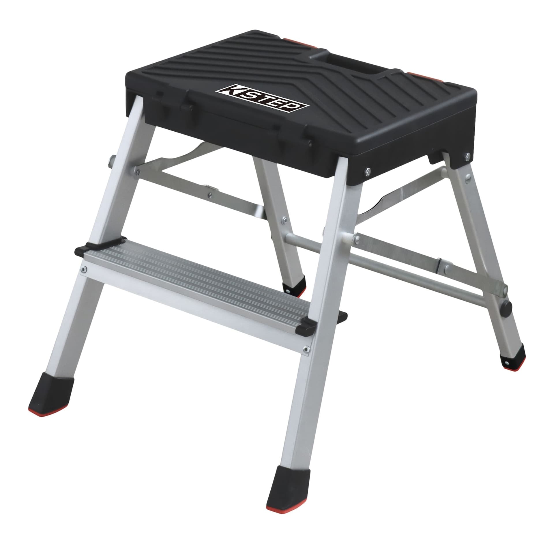 Foldable 2-in-1 2-Step Stool with Built-in Tool Storage