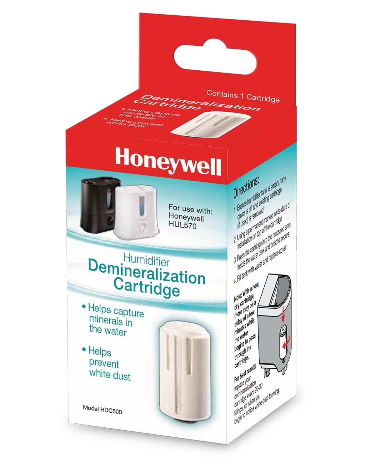 Honeywell HDC500C Humidifier Demineralization Cartridge, Helps Prevent White Dust, White, 1-pk