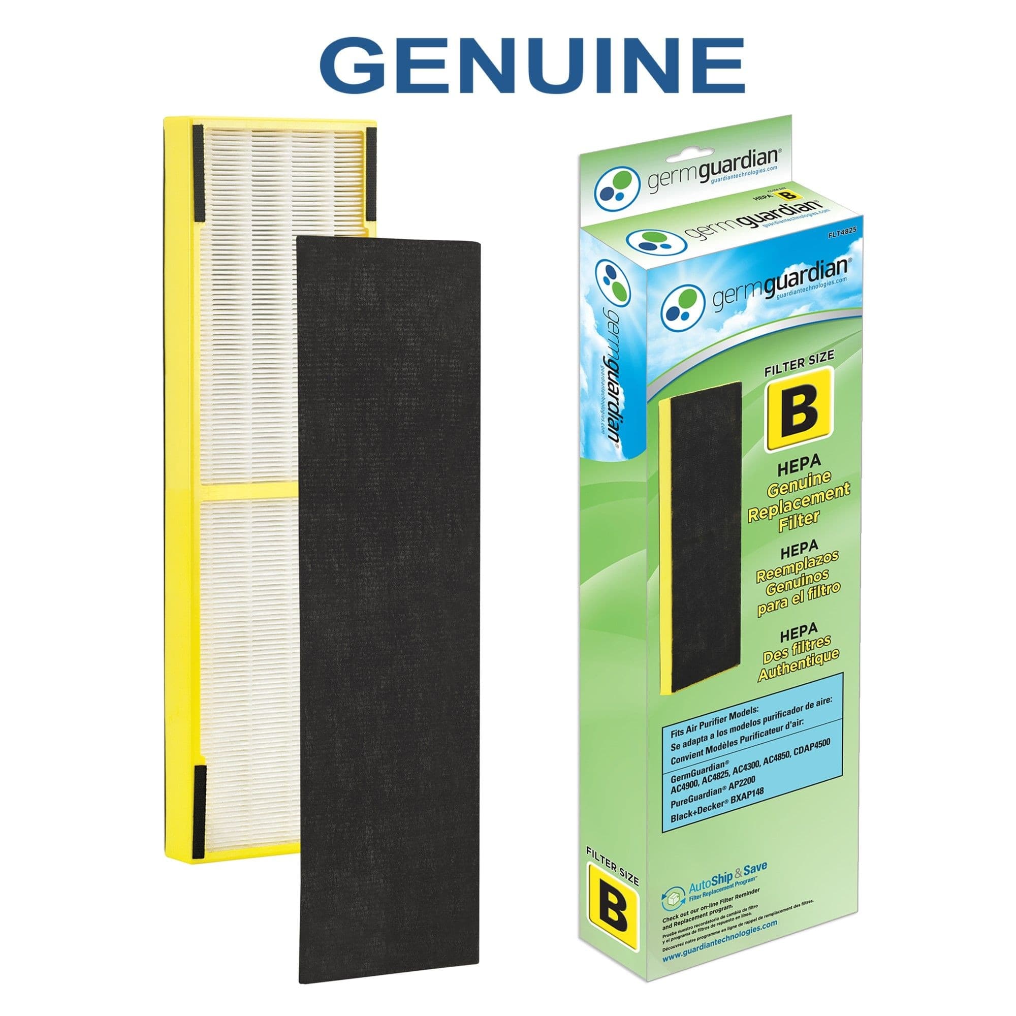 GermGuardian FLT4825 GENUINE Combination HEPA Air Purifier Replacement Filter (B) for AC4825 Air Purifier
