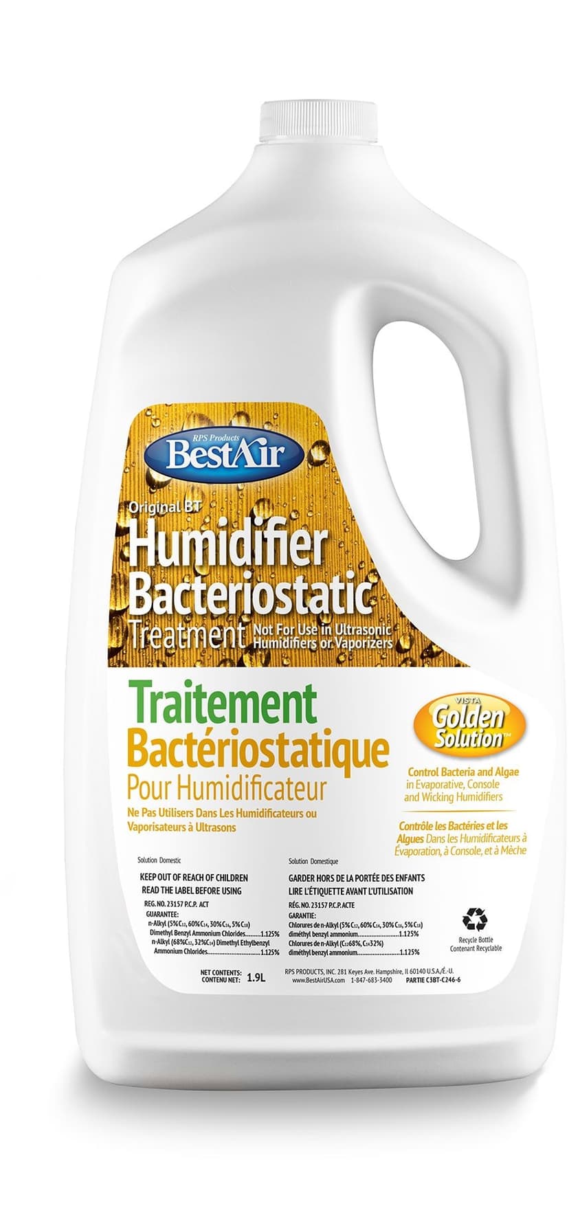 BestAir C246-PDQ-6 Golden Solution Combination Humidifier Water & Bacteriostatic Treatment, 1.9-L