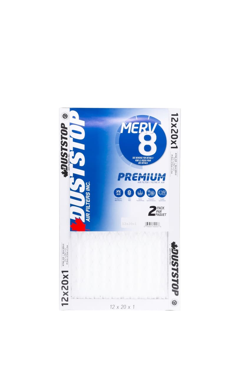 Duststop MERV 8 Premium Filter, 12-in x 20-in x 1-in, 2-pk