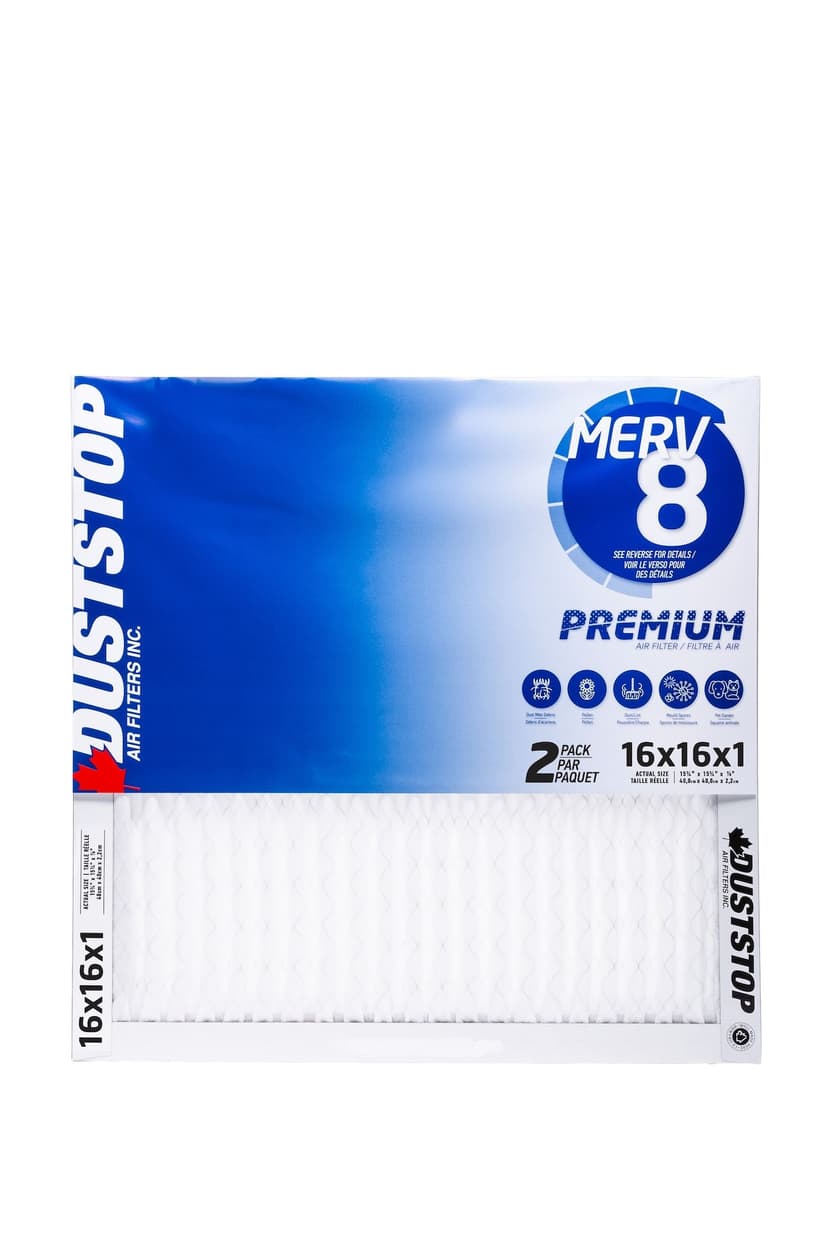 Duststop MERV 8 Premium Filter, 16-in x 16-in x 1-in, 2-pk
