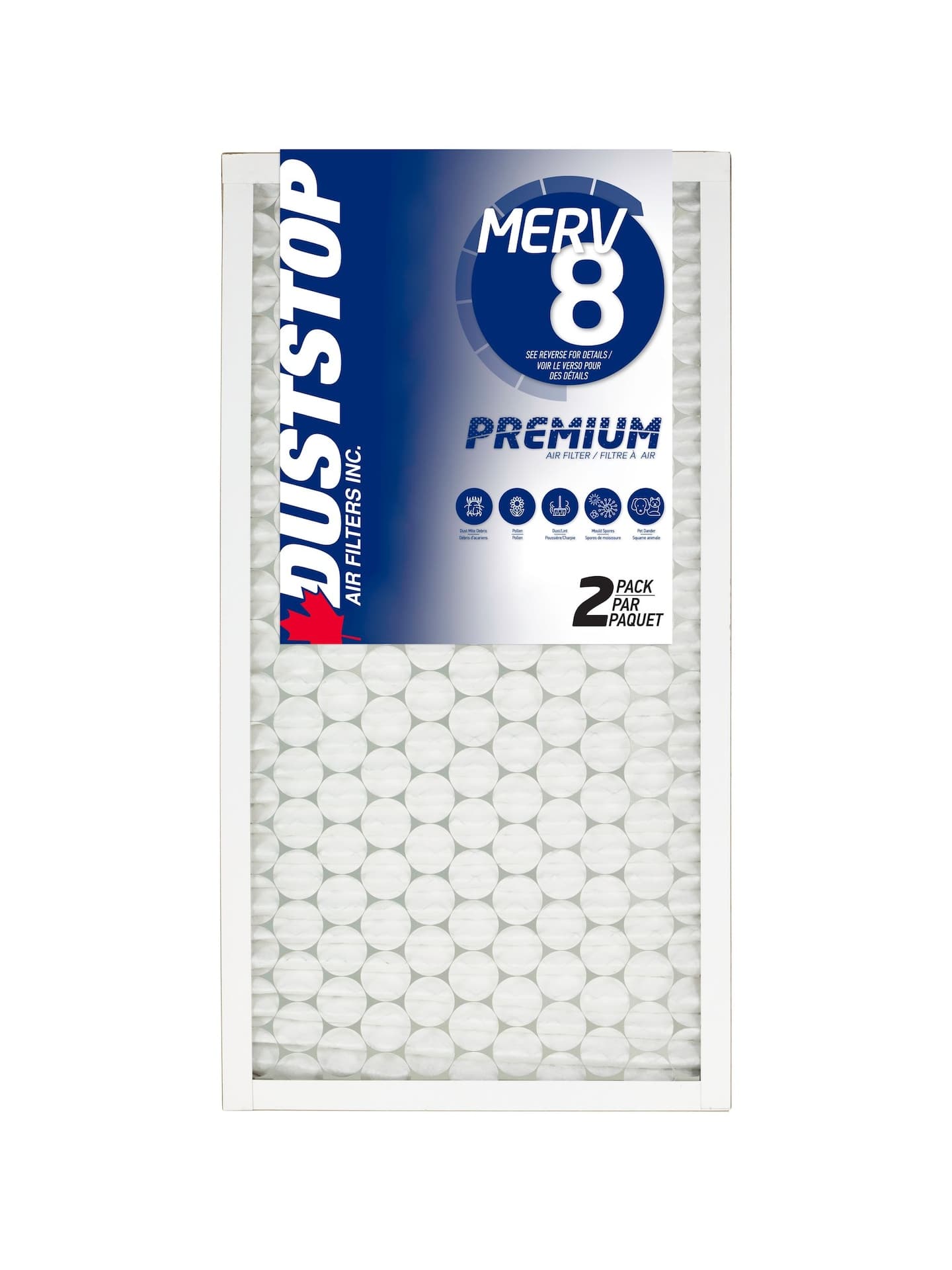 Duststop MERV 8 Premium Filter, 15-in x 28-in x 1-in, 2-pk