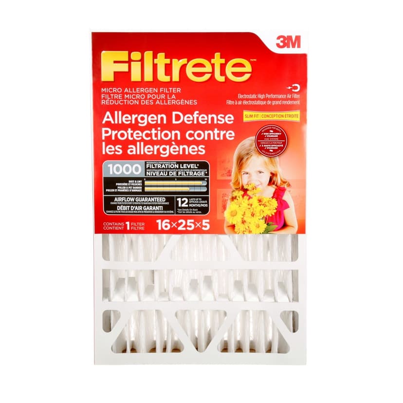 3M™ Filtrete™ Allergen Defense Micro Allergen Filter, 1000MPR, 16 x 25 x 5-in