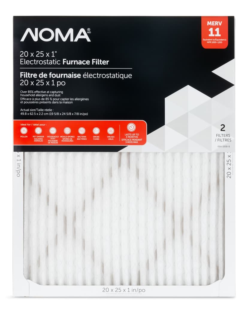 NOMA Merv 11 Furnace Filter, 2-pk, 20 x 25-in