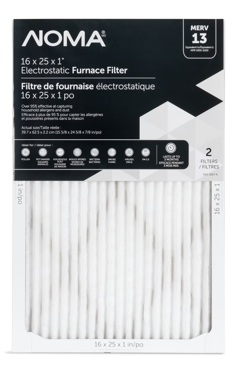 NOMA Merv 13 Elite Allergen Air Filter, 2-pk, 16 x 25-in