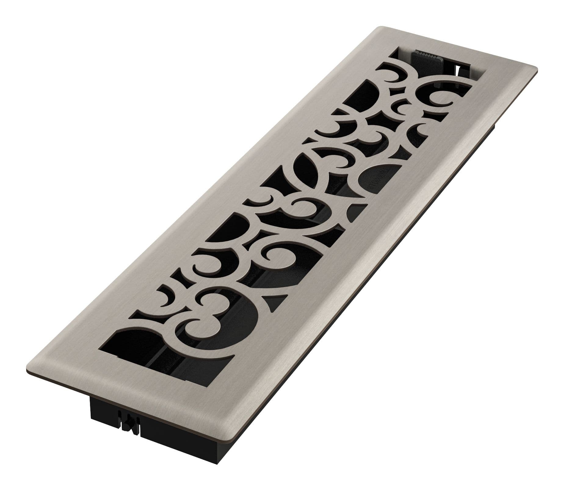 Imperial Wonderland Decorative Steel Floor Register, Adjustable, Brushed Nickel, 2.25-in x 12-in
