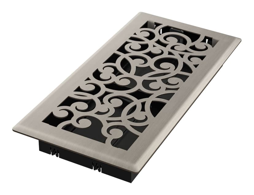 Imperial Wonderland Decorative Steel Floor Register, Adjustable, Brushed Nickel, 4 x 10-in