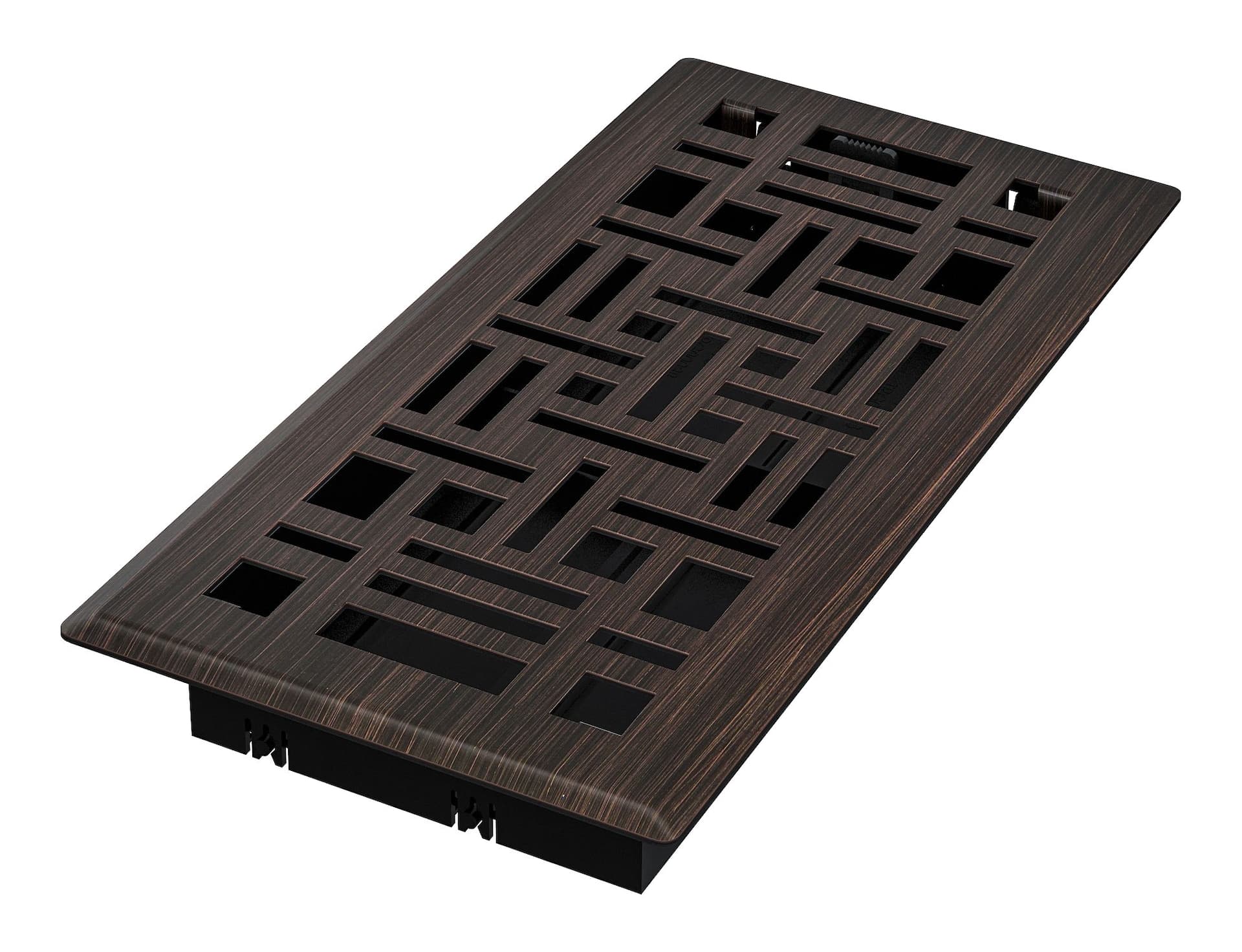 Imperial Arts & Crafts Decorative Steel Floor Register, Adjustable, Oil Rubbed Bronze, 4 x 10-in