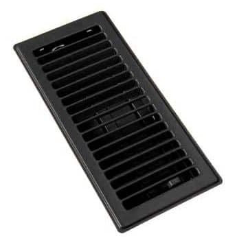 Imperial Louvered Steel Floor Register, Adjustable, Black, 4 x 10-in