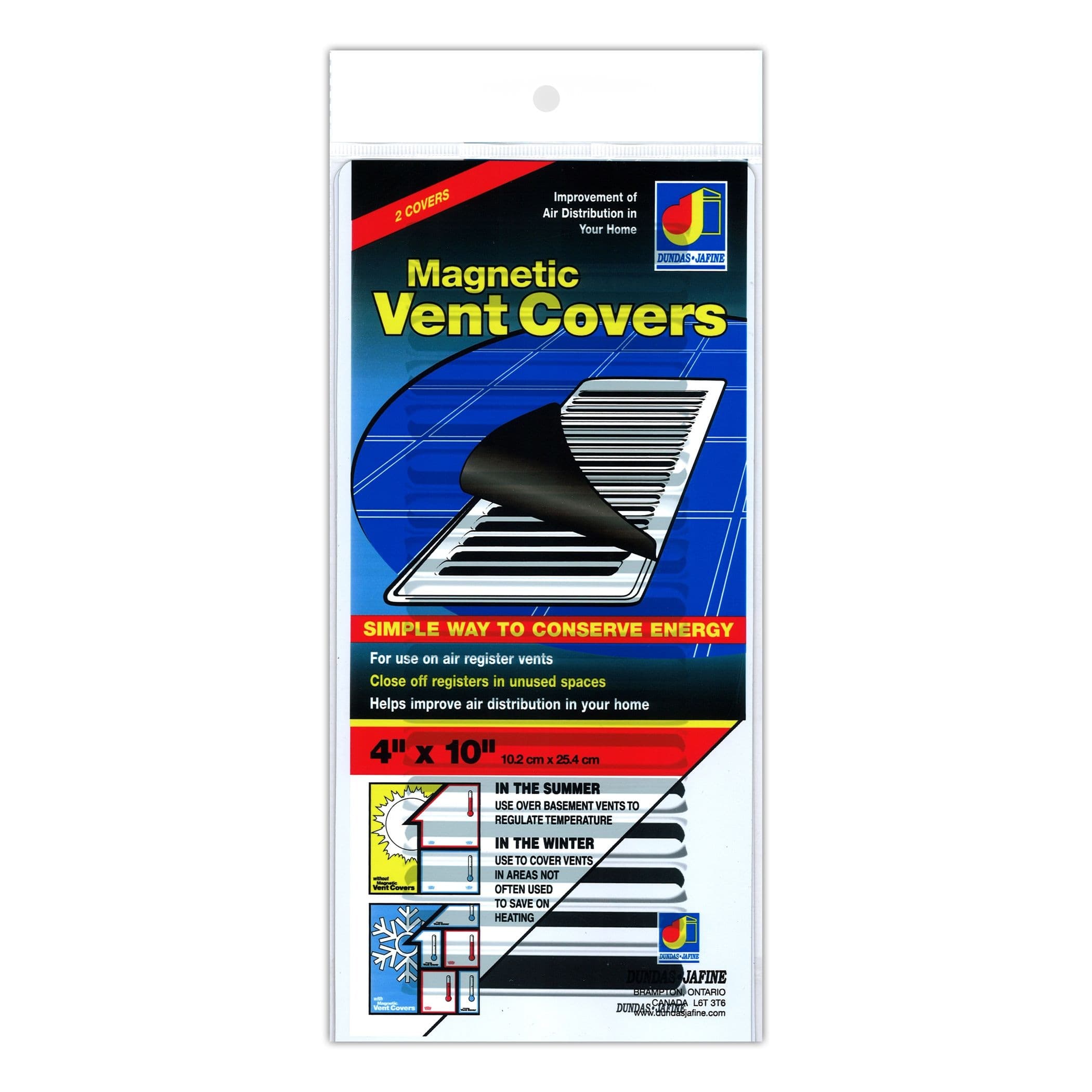 Dundas Jafine MVC410W10 Magnetic Vent Covers, White, 4 x 10-in, 2-pk