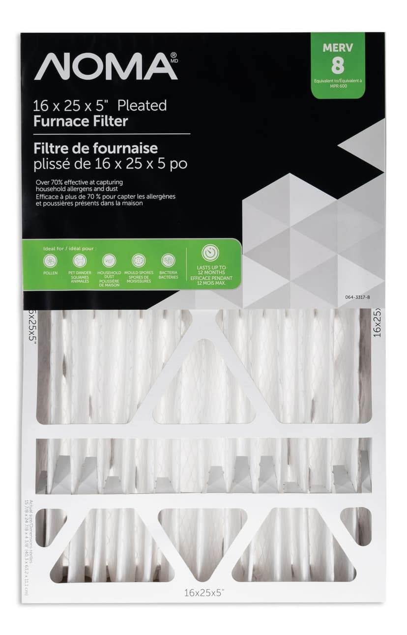 NOMA MERV 8 Pleated Furnace Air Filter, 16 x 25 x 5-in, 1-pk