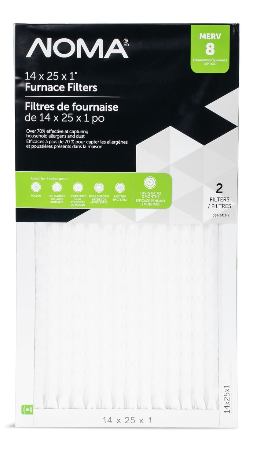 NOMA MERV 8 Furnace Air Filters, 14 x 25 x 1-in, 2-pk