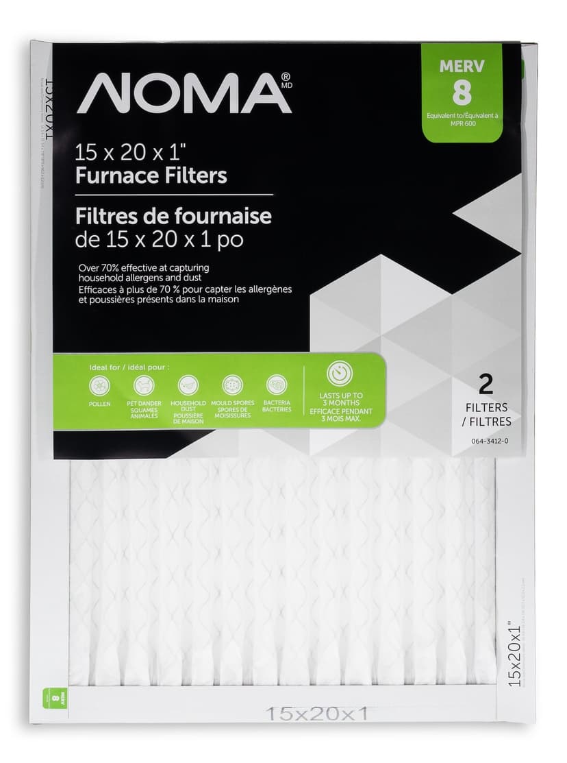 NOMA MERV 8 Furnace Air Filters, 15 x 20 x 1-in, 2-pk