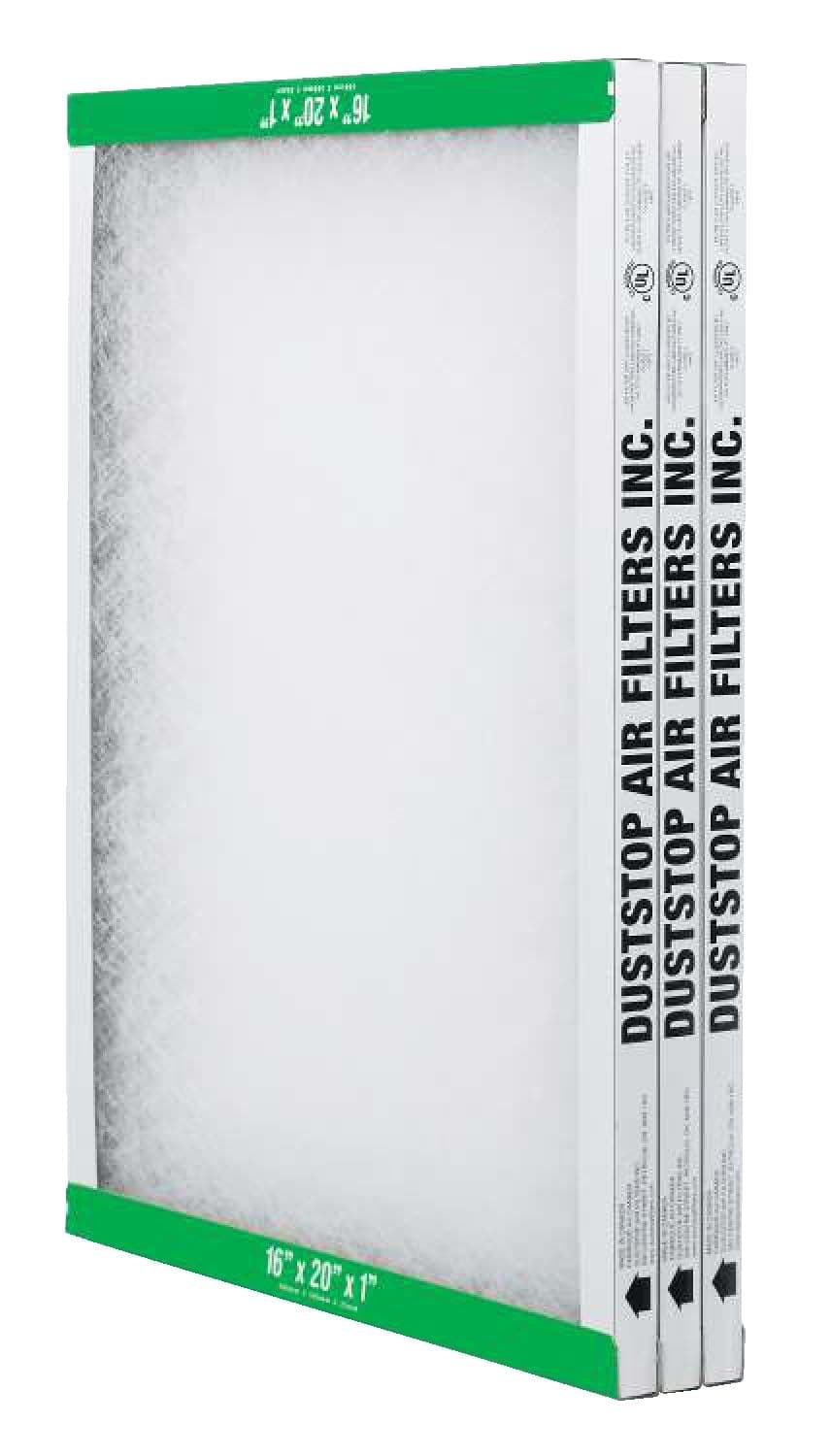 Duststop Furnace Fiberglass Air Filters, 16 x 20 x 1-in, 3-pk