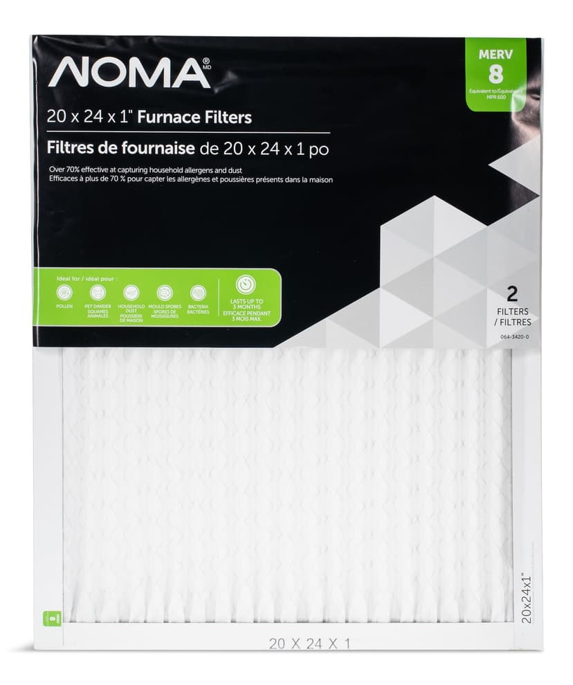 NOMA MERV 8 Furnace Air Filters, 20 x 24 x 1-in, 2-pk