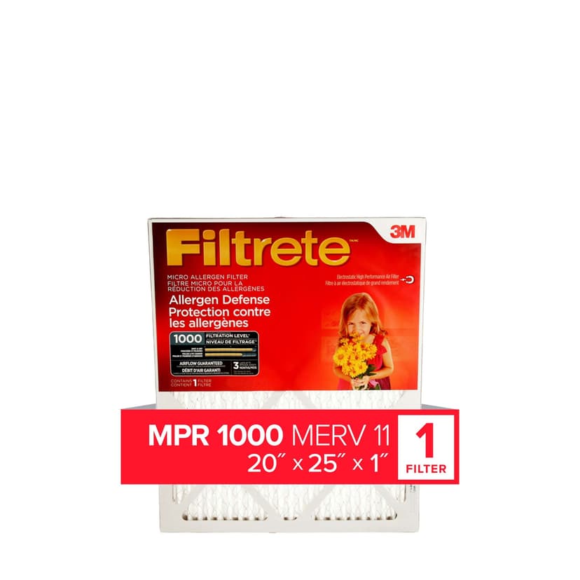 3M™ Filtrete™ Allergen Defense Micro Allergen Filter, MPR 1000, 20 x 25 x 1-in, 1-pk