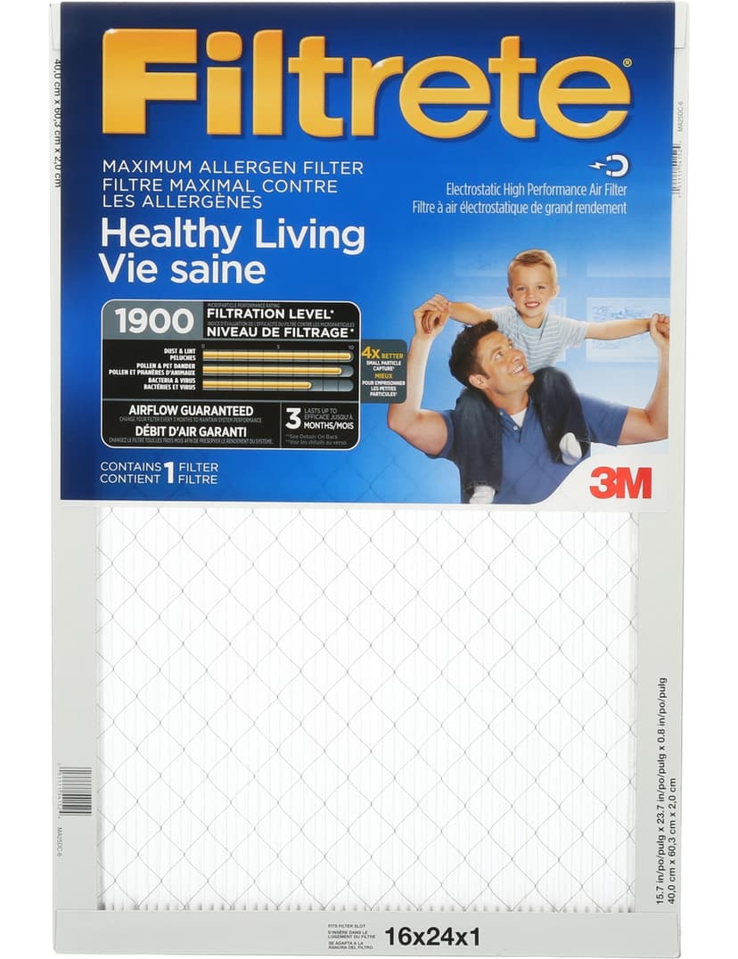 3M™ Filtrete™ Healthy Living Maximum Allergen Air Filter, MPR 1900, 16 x 24 x 1-in, 1-pk