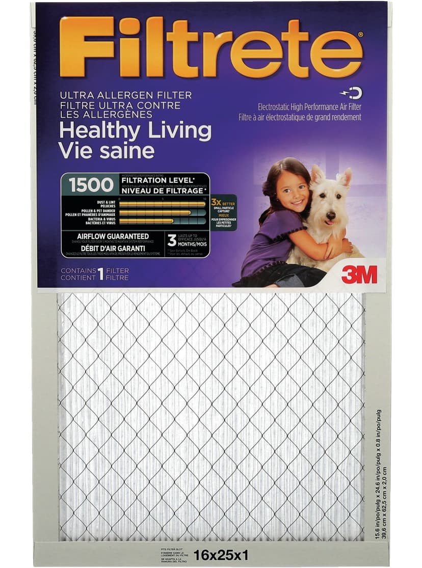 3M™ Filtrete™ Healthy Living Ultra Allergen Air Filter, MPR 1500, 16 x 25 x 1-in, 1-pk