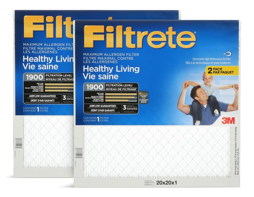 3M™ Filtrete™ Healthy Living Maximum Allergen Air Filters, MPR 1900, 20 x 20 x 1-in, 2-pk