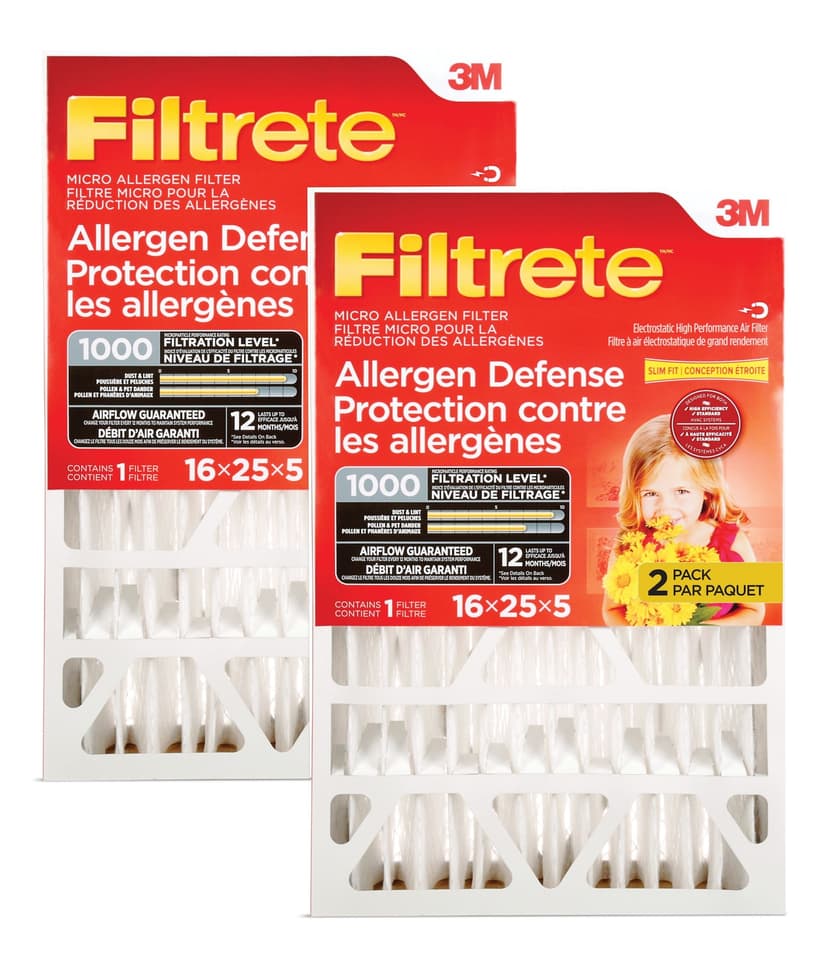 Filtrete™ Allergen Defense Micro Allergen Filter, MPR 1000, 16 x 25 x 5-in, 2-pk