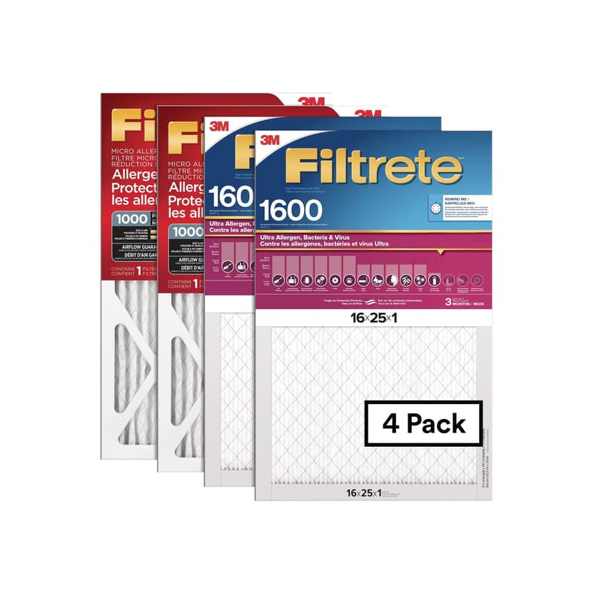 Filtrete 3M 1000/1600 MPR Filter, 16 x 25 x 1-in, 4-pk