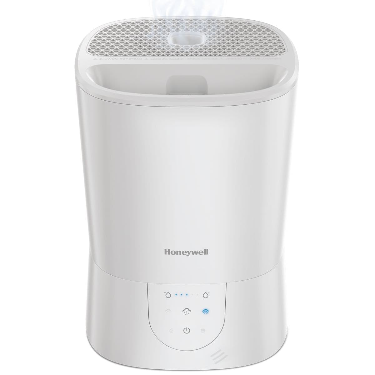 Honeywell HWM445WC Top-Fill Warm Mist Air Humidifier with Humidistat, Essential Oil Cup & Auto-Off, White, 5.7-L