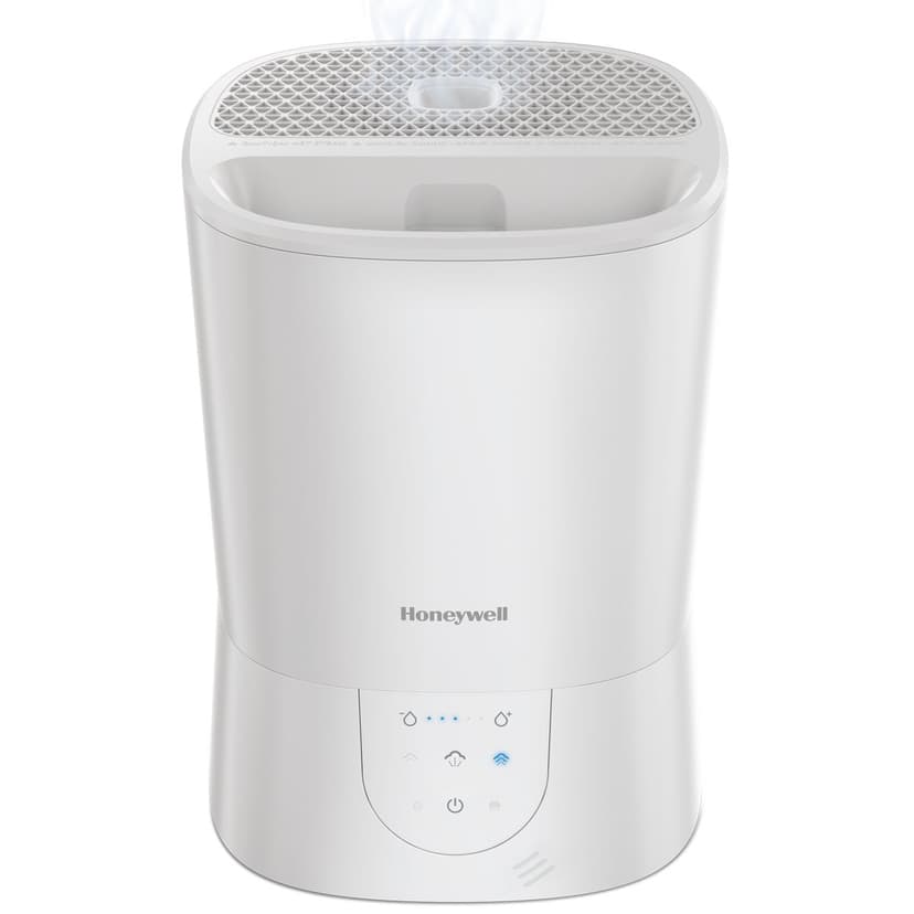 Honeywell HWM445WC Top-Fill Warm Mist Air Humidifier with Humidistat, Essential Oil Cup & Auto-Off, White, 5.7-L