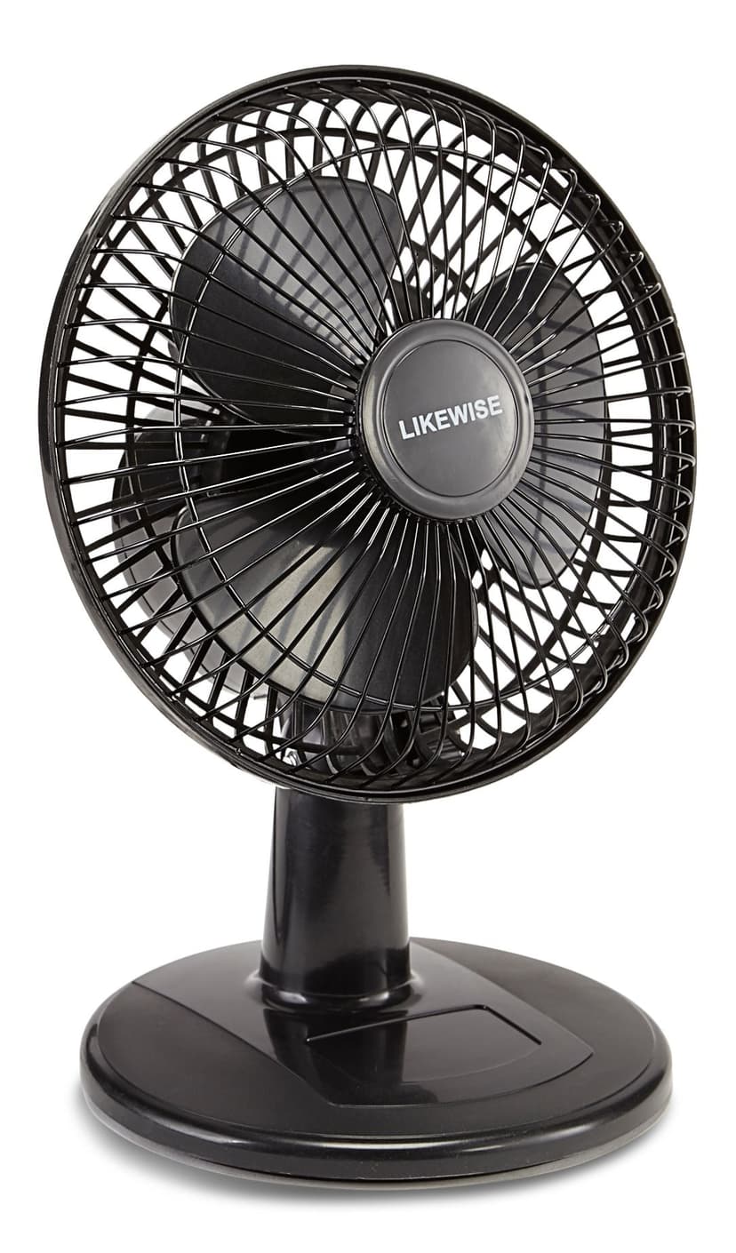 For Living Tilt-Head Table/Desk Fan w/Clip, 2-Speed, Black, 6-in