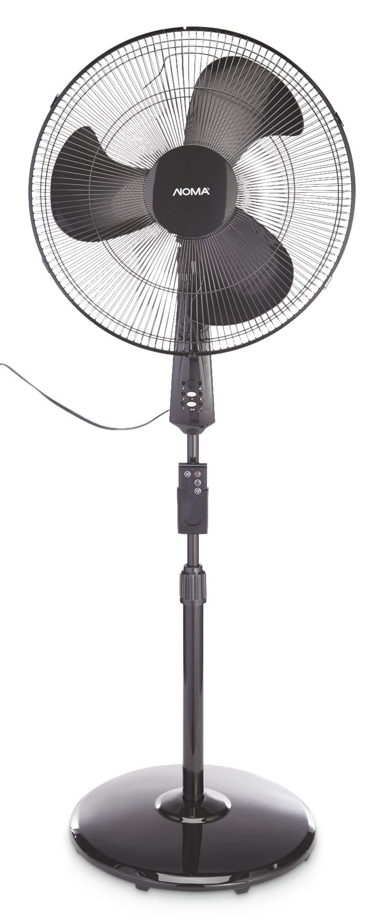 NOMA Oscillating Pedestal/Stand Fan with Remote Control, 3-Speed, Black, 18-in