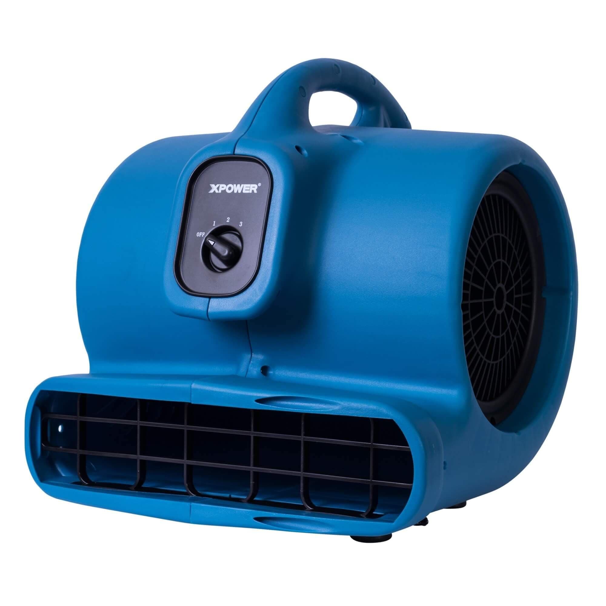 XPOWER P-630 Compact Air Mover, Carpet Dryer, Utility/Floor Fan & Blower, 1/2 HP, 3-Speed, 2980 CFM, Blue