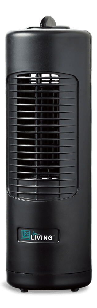 For Living Slim & Compact Oscillating Personal Tower Table/Desk Fan, 2-Speed, Black, 12-in