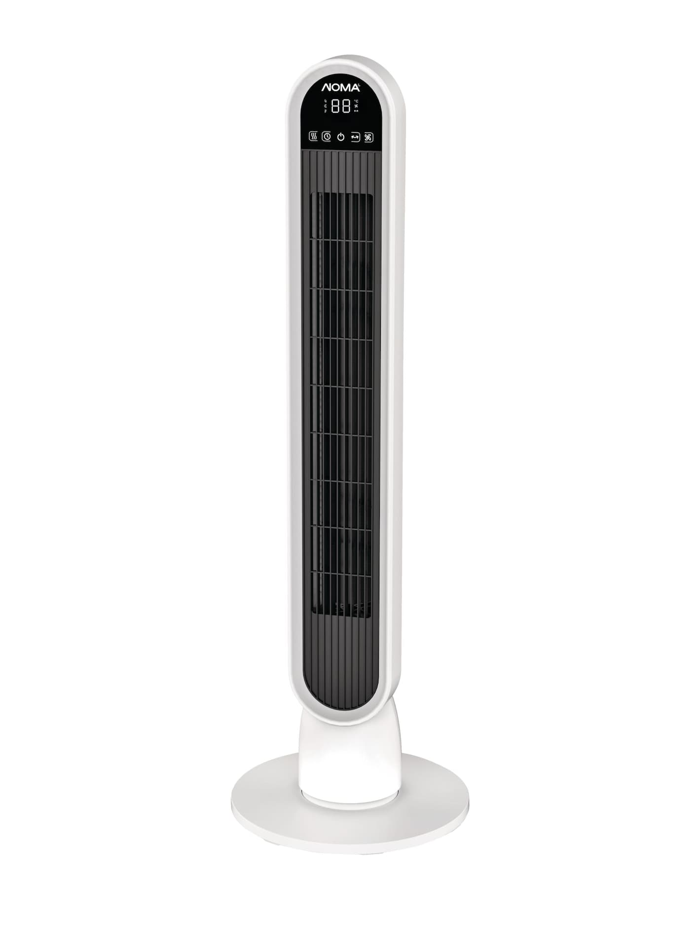 NOMA 4-Speed LED Tower Fan with Remote, Wide-Angle Oscillation, White, 36-in