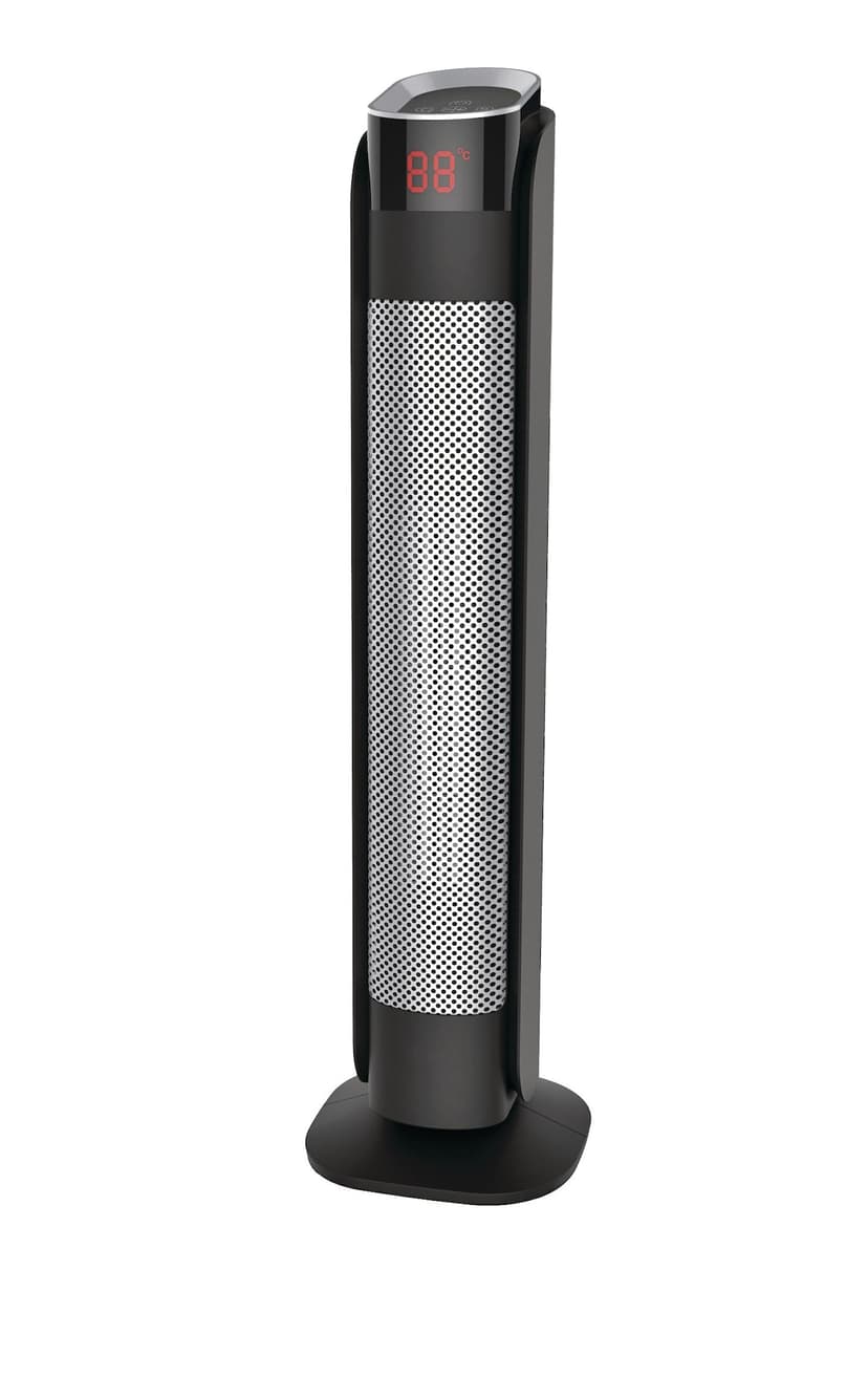NOMA Oscillating Tower Ceramic Heater w/Remote Control & Thermostat, 1500W, Black, 24-in
