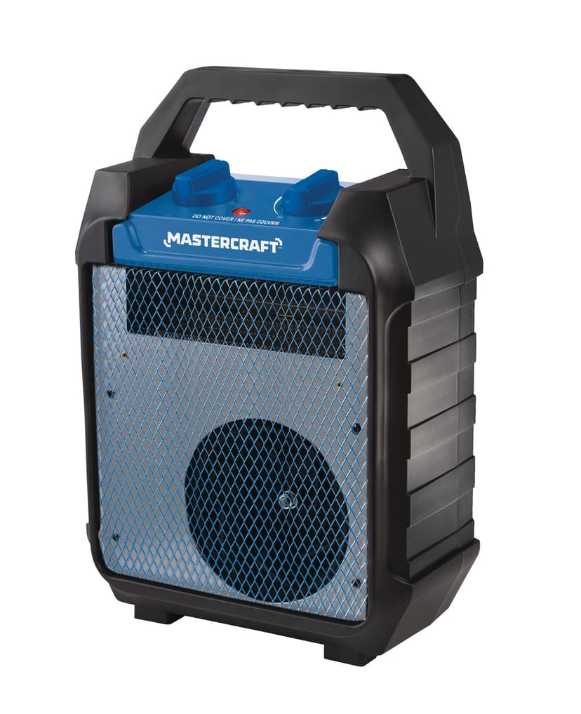 Mastercraft Portable Utility Fan Heater w/Thermostat, 1500W, Black