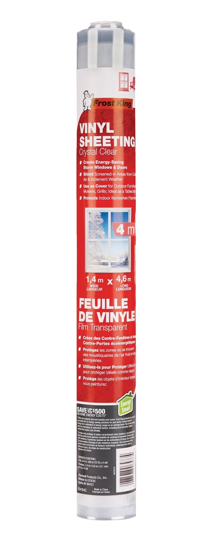 Frost King Vinyl Sheeting, 54-in x 184-in x 4mm, Clear