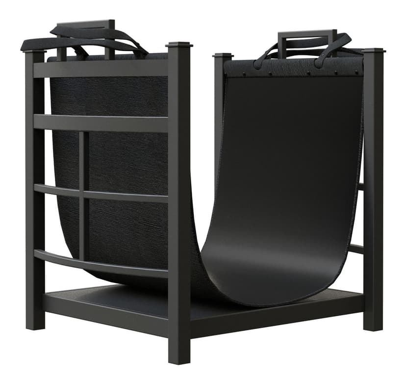 Panacea Fireplace Mission Log Bin w/Plastic Tote, Black