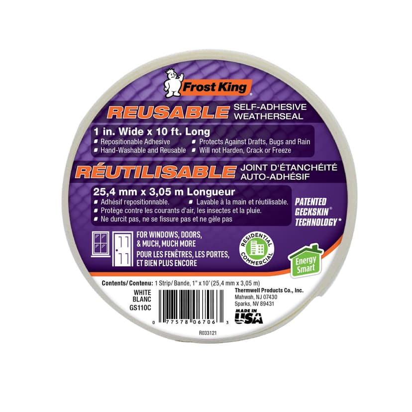 Frost King Removable, Reusable Weather Seal Tape, 1-in x 10-ft