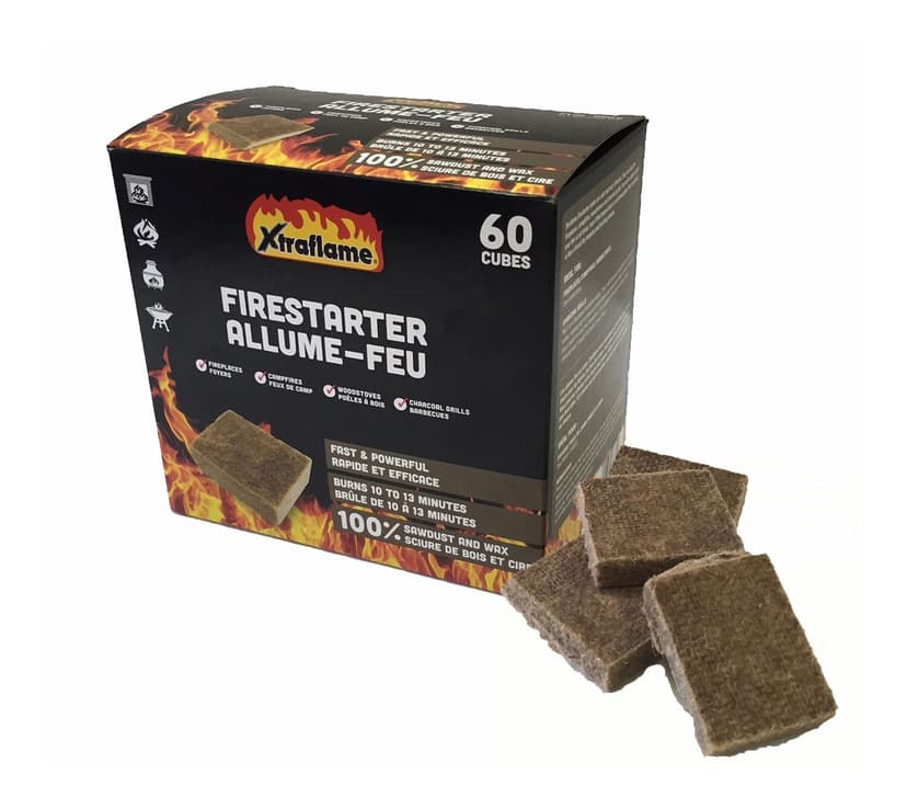 Xtraflame Firestarter Cubes Bulk Pack For Fireplaces, Woodstoves & Campfires, 60-pc