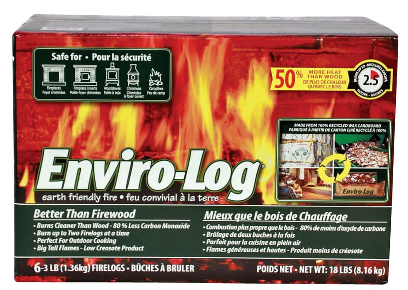 Enviro-Log Earth Friendly Fire Logs For Fireplaces & Woodstoves, 3-lb, 6-pk