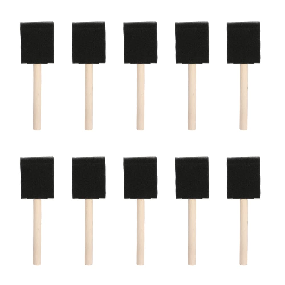 Foam Paint Brushes with Wooden Handle, 10-pk