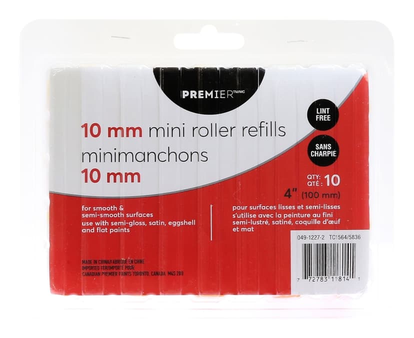 Premier Lint Free Mini Paint Roller, with Long Handle, 10-pk, 10-mm